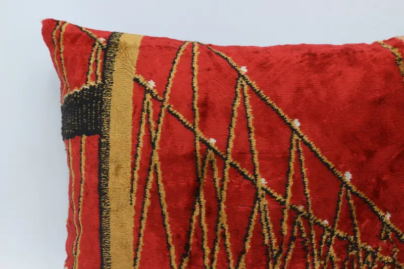 Cushion Case, Turkish Kilim Pillow, Bolster Throw Cushion Case, Turkish Pillow, Accent Cushion, Vintage Kilim Pillow, 16x24 Red Pillow Case - 2
