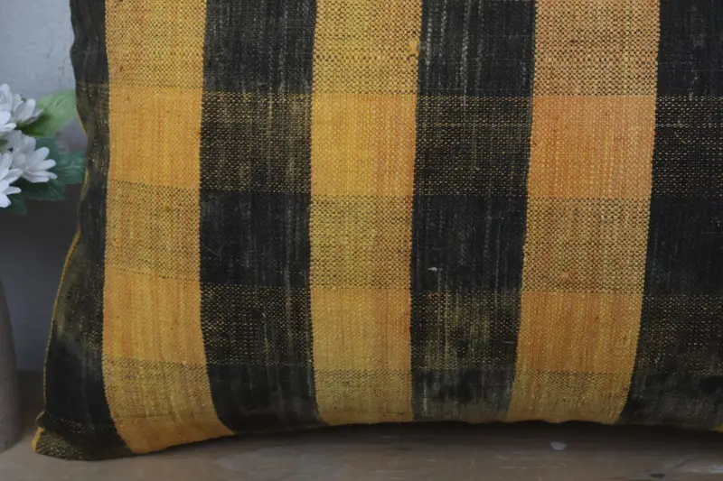 Boho Chic Pillow Cover, Handmade Rug Seat Cushion Case, 16x24 Yellow Cushion Cover, Kilim Pillow, Pillow, Vintage Kilim Pillow, Pillow for Sofa - 3