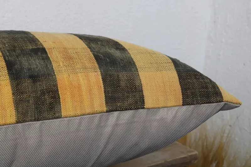Boho Chic Pillow Cover, Handmade Rug Seat Cushion Case, 16x24 Yellow Cushion Cover, Kilim Pillow, Pillow, Vintage Kilim Pillow, Pillow for Sofa - 6