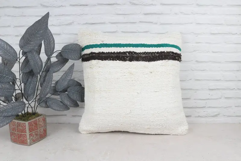 Pillow Sham, Retro Pillow Case, 22x22 White Pillow Sham, Vintage Kilim Throw Pillow, Kilim Cushion Sham, Customized Pillow Sham, Gift Pillow - 1