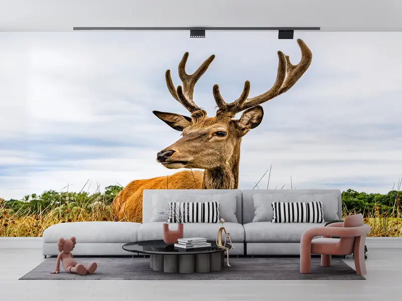Paper Wall Art, Modern Wall Paper, , Safari Wall Painting, Caribou Wallpaper, 3d Wall Paper, American Deer Wall Painting, - 2