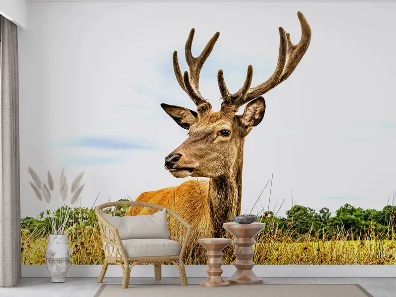 Paper Wall Art, Modern Wall Paper, , Safari Wall Painting, Caribou Wallpaper, 3d Wall Paper, American Deer Wall Painting, - 3