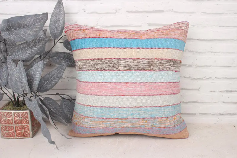 Bohemian Cushion Cushion Case, Christmas Cushion Case, Pillow Sham, 18x18 White Cushion Case, Vintage Pillow, Kilim Pillow, Gift Pillow - 1