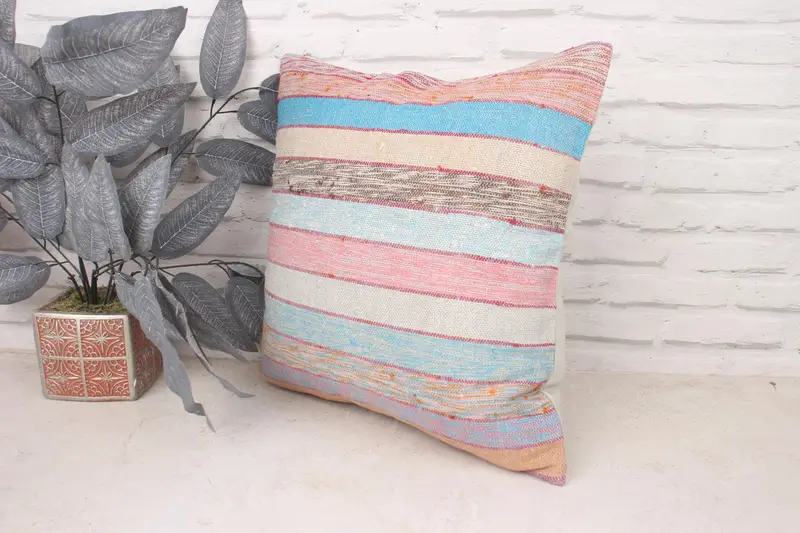 Bohemian Cushion Cushion Case, Christmas Cushion Case, Pillow Sham, 18x18 White Cushion Case, Vintage Pillow, Kilim Pillow, Gift Pillow - 4