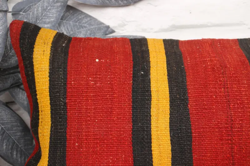 Chair Pillow Sham, Pillow Cover, 12x24 Red Cushion Case, Turkish Pillow, Antique Pillows, Wholesale Pillow, Kilim Cushion Sham - 2