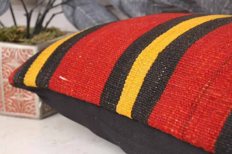 Chair Pillow Sham, Pillow Cover, 12x24 Red Cushion Case, Turkish Pillow, Antique Pillows, Wholesale Pillow, Kilim Cushion Sham - 7