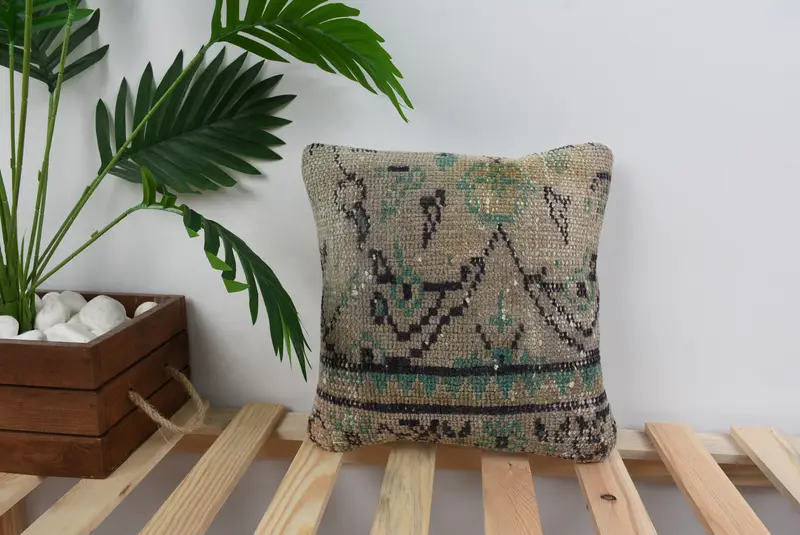 Pillow Sham, 12x12 Gray Pillow Cover, Kilim Pillow Cover, Patio Pillow Cover, Vintage Kilim Throw Pillow, Turkish Kilim Pillow, Outdoor Cushion - 1