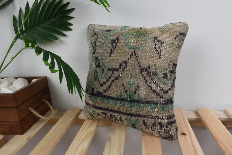 Pillow Sham, 12x12 Gray Pillow Cover, Kilim Pillow Cover, Patio Pillow Cover, Vintage Kilim Throw Pillow, Turkish Kilim Pillow, Outdoor Cushion - 5