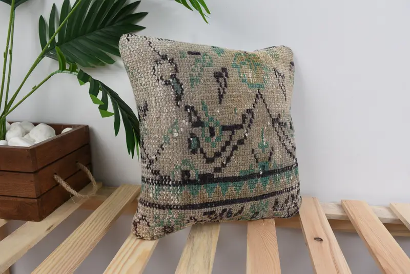 Pillow Sham, 12x12 Gray Pillow Cover, Kilim Pillow Cover, Patio Pillow Cover, Vintage Kilim Throw Pillow, Turkish Kilim Pillow, Outdoor Cushion - 4