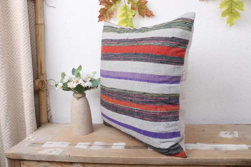 Aztec Cushion Case, Cushion Case, 16x16 Blue Pillow Sham, Shabby Chic Pillow Case, Turkish Kilim Pillow, Throw Kilim Pillow, Home Decor Pillow - 4