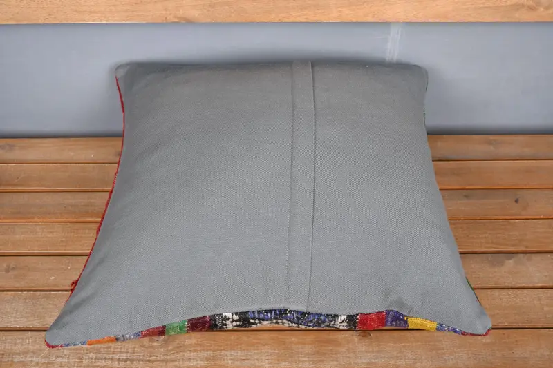 Cushion Cover, Home Decor Pillow, Bohemian Cushion Pillow Sham, Kilim Cushion Sham, Vintage Pillow, Traditional Cushion Cover, 20x20 Green Pillow - 5