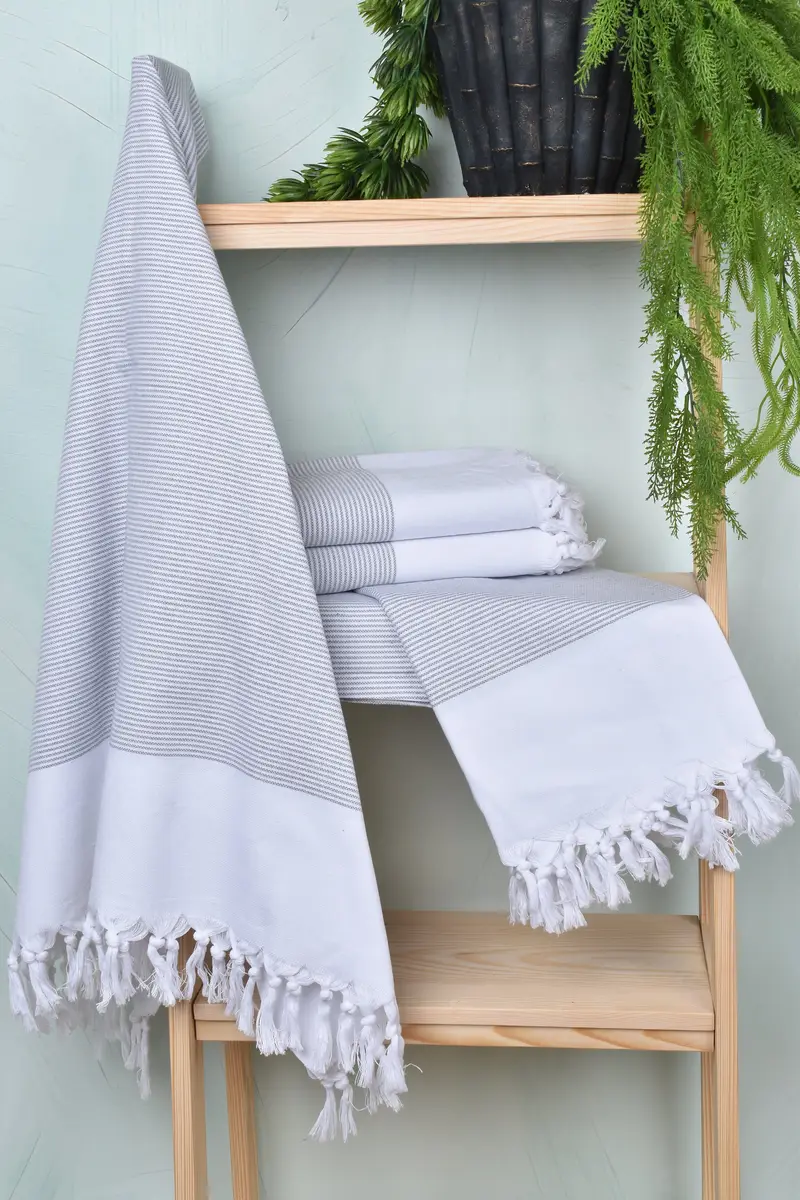 Decorative Towel, 70x40 Cotton Striped Towel, Home Gift, Gift For Him, Bachelorette Party Decorations, Organic Beach Towel, Monogram Turkish Towel - 6