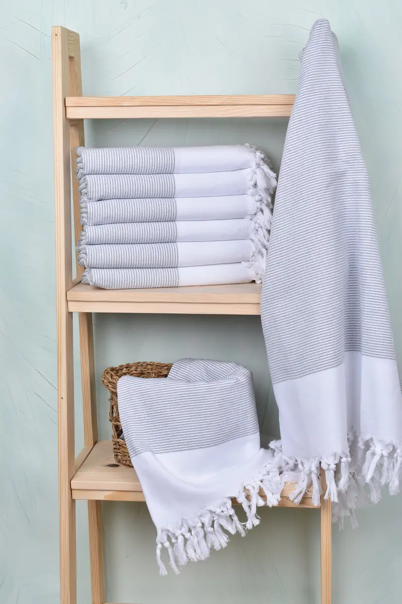 Decorative Towel, 70x40 Cotton Striped Towel, Home Gift, Gift For Him, Bachelorette Party Decorations, Organic Beach Towel, Monogram Turkish Towel - 3