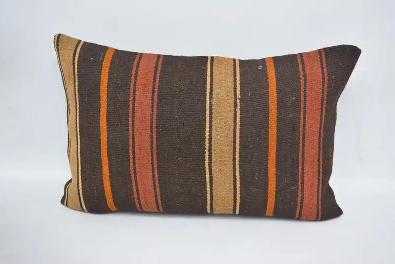Pillow Case, Kilim Pillow, 16x24 Brown Pillow Cover, Gift Pillow, Pillow for Sofa, Oriental Cushion, Bohemian Cushion Cushion Case - 1
