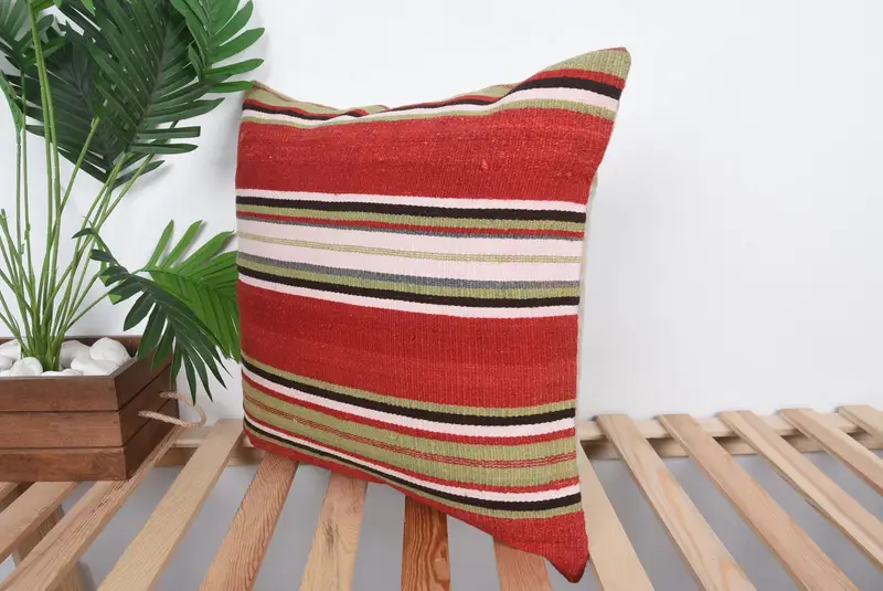 20x20 Red Cushion Cover, Cushion Cover, Handmade Kilim Cushion, Turkish Pillow, Decorative Throw Cushion Case, Vintage Kilim Throw Pillow - 5