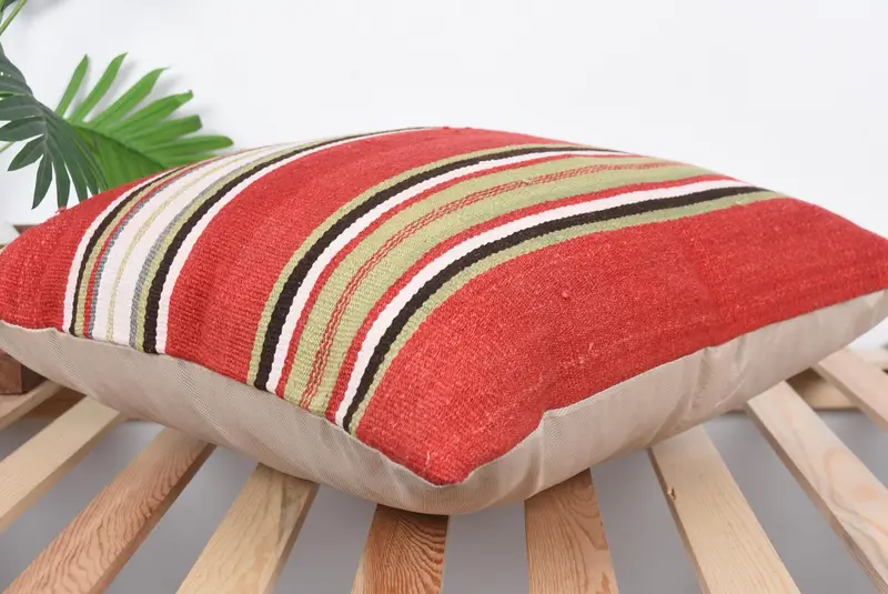 20x20 Red Cushion Cover, Cushion Cover, Handmade Kilim Cushion, Turkish Pillow, Decorative Throw Cushion Case, Vintage Kilim Throw Pillow - 6