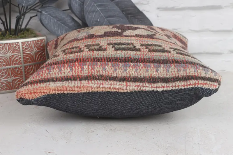 Vintage Kilim Throw Pillow, 12x12 Purple Pillow Sham, Pattern Throw Pillow Cover, Cushion Cover, Handmade Kilim Cushion, Turkish Kilim Pillow - 5