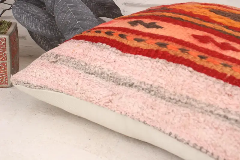 Home Decor Pillow, Kilim Pillow, Tapestry Cushion Case, Decorative Bolster Pillow Case, Pillow Case, Pillow for Couch, 18x18 Orange Pillow Sham - 6