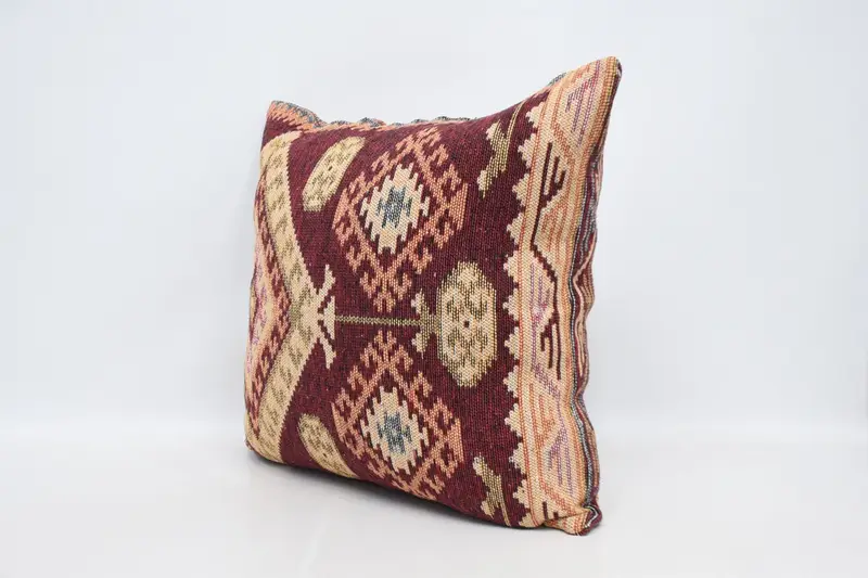 28x28 Red Pillow, Seat Pillow Sham, Kilim Cushion Sham, Luxury Pillow Sham, Antique Pillows, Kilim Pillow, Cushion Case, Rustic Cushion Cover - 4