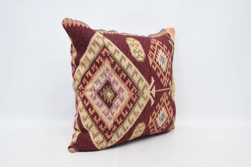 28x28 Red Pillow, Seat Pillow Sham, Kilim Cushion Sham, Luxury Pillow Sham, Antique Pillows, Kilim Pillow, Cushion Case, Rustic Cushion Cover - 3