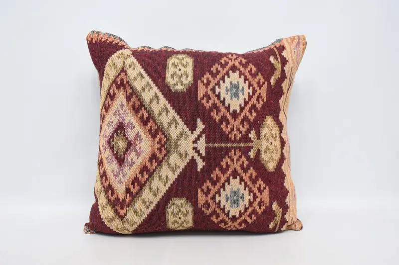 28x28 Red Pillow, Seat Pillow Sham, Kilim Cushion Sham, Luxury Pillow Sham, Antique Pillows, Kilim Pillow, Cushion Case, Rustic Cushion Cover - 1