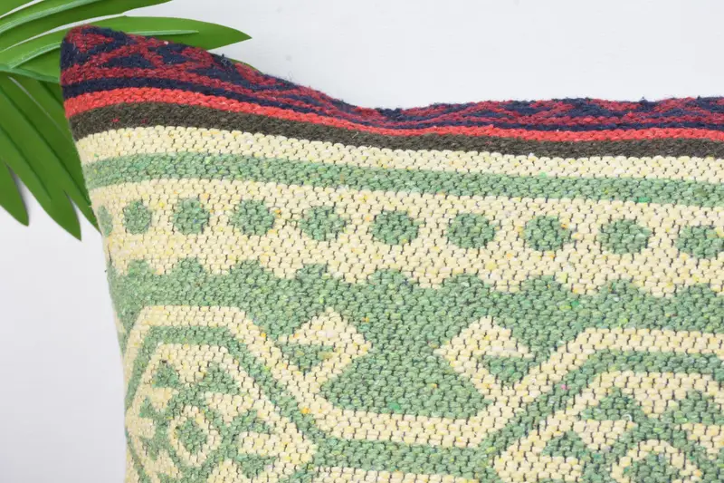Rustic Cushion, Boho Pillow, Bright Cushion Cover, Antique Pillows, Pillow Sham, 12x24 Green Pillow, Pillow for Sofa, Oriental Pillow Cover - 2