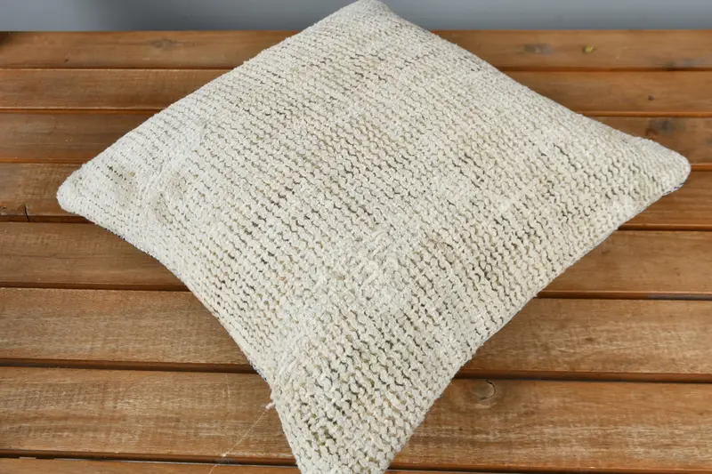 Turkish Pillow, Pillow Case, Ethnical Kilim Rug Pillow, Turkish Kilim Pillow, Meditation Cushion Case, 12x12 Beige Pillow Case - 2