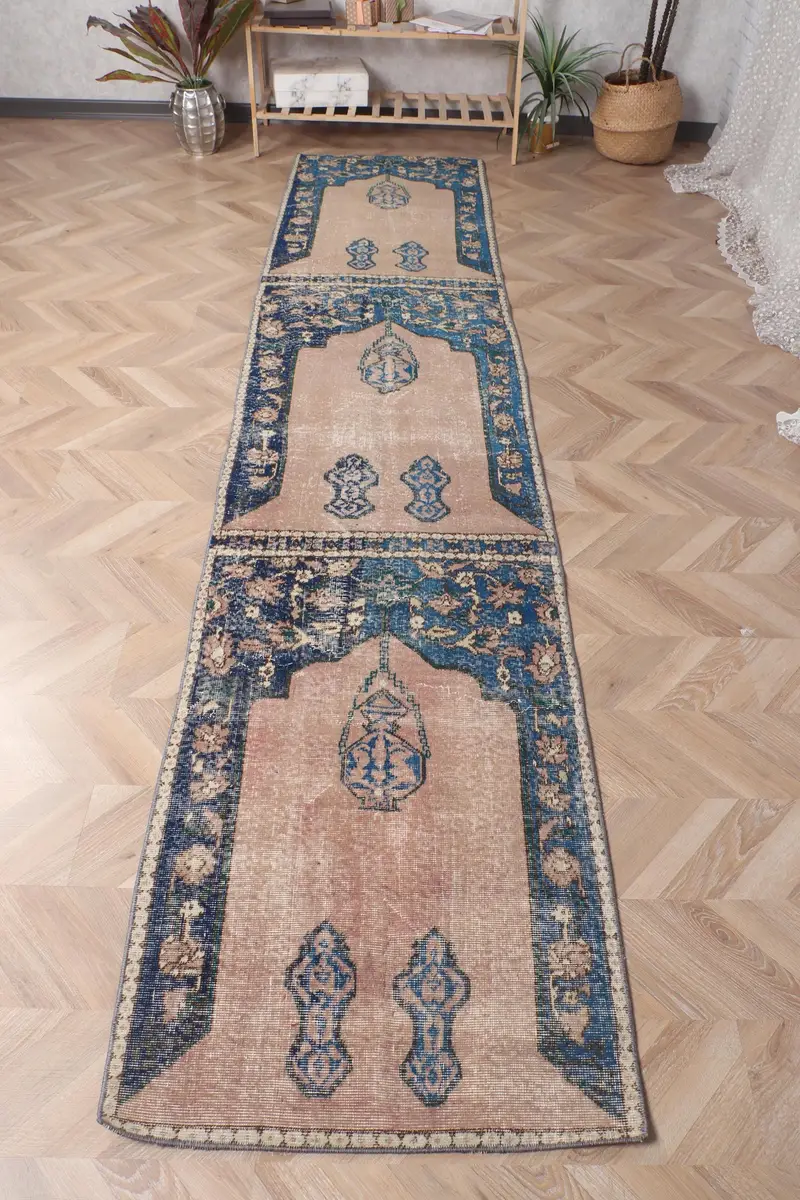 Alfombra Elegante Bronce y Azul 8x3m Animal Print