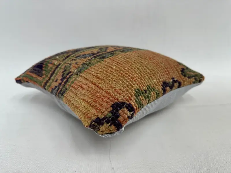 Orange & Blue Embroidered Southwestern Pillow, 12x12 Inches - 6