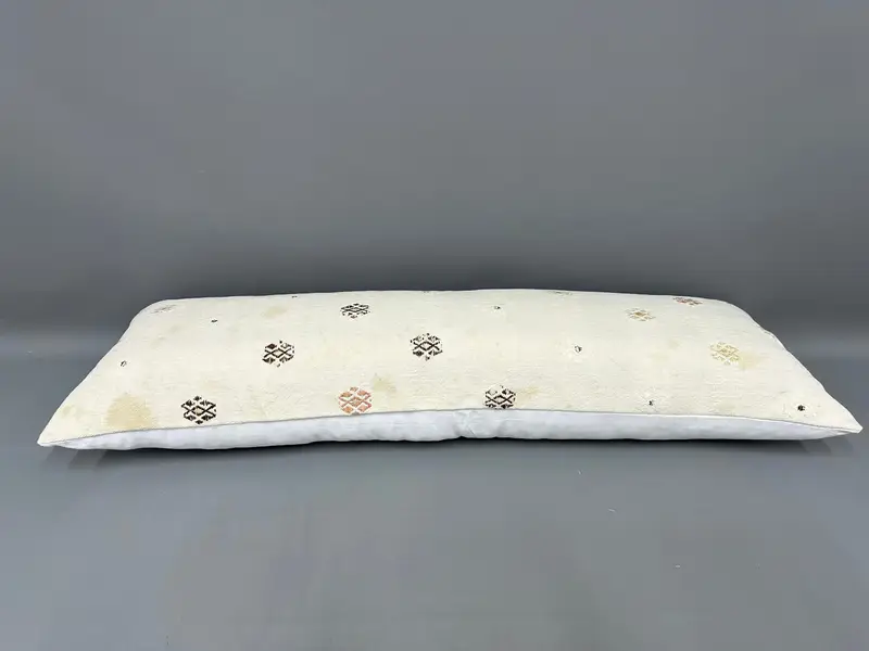 Kilim Pillow, Turkish Kilim Pillow, Cushion, Handmade Rug Seat Cushion Cover, Boho Pillow Sham Cover, 16x48 Beige Cushion Cover - 7