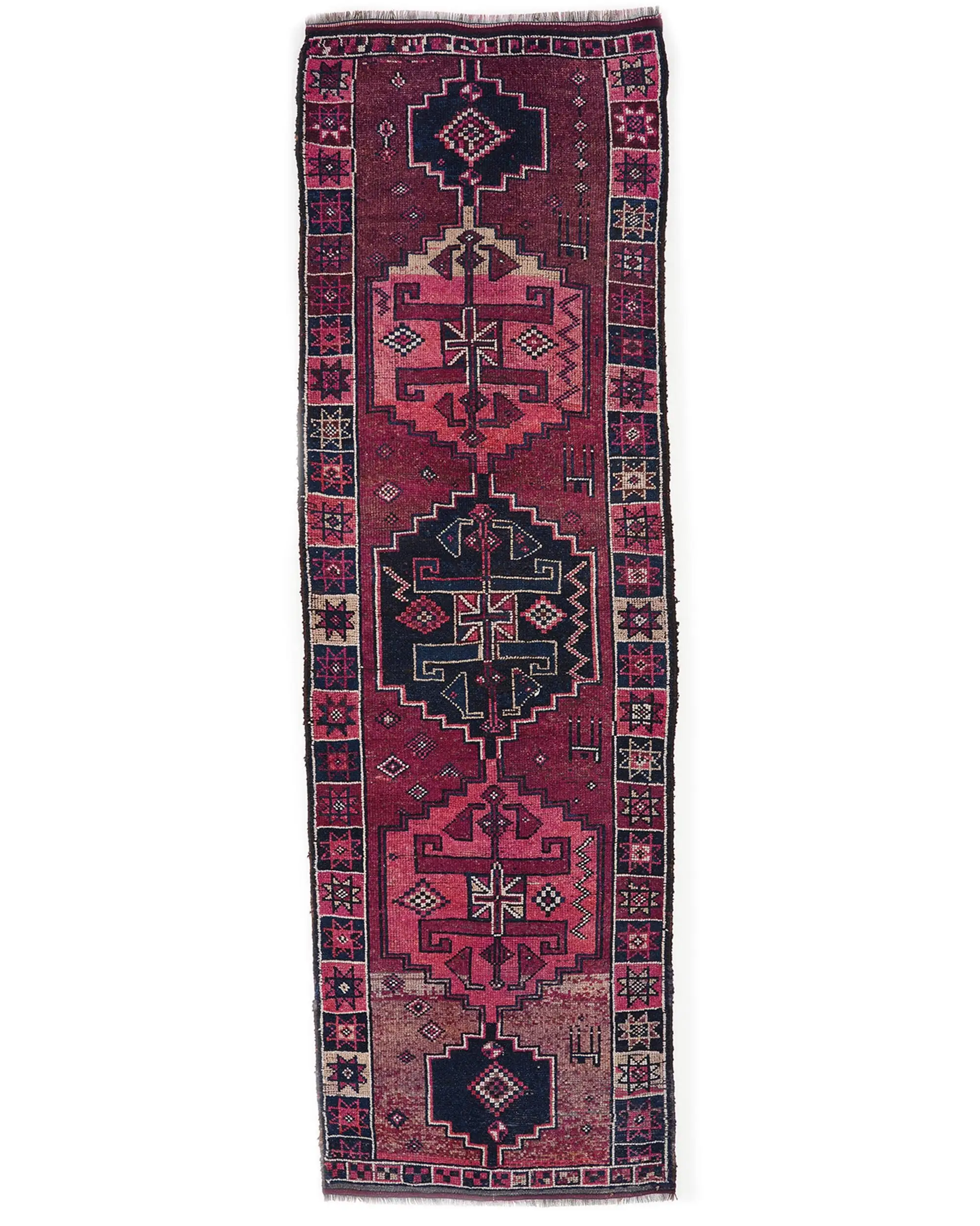 Elegant Pink & Blue Rug, 3,2x10,8 ft Botanical Design - 1