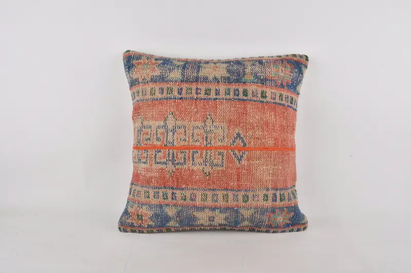 Pillow Sham, Personalized Gift Pillow Pillow Cover, Boho Pillow Sham Cover, Pillow for Couch, 24x24 Red Cushion, Handmade Kilim Cushion - 1
