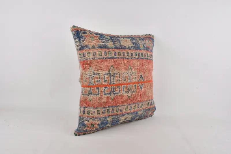 Pillow Sham, Personalized Gift Pillow Pillow Cover, Boho Pillow Sham Cover, Pillow for Couch, 24x24 Red Cushion, Handmade Kilim Cushion - 2