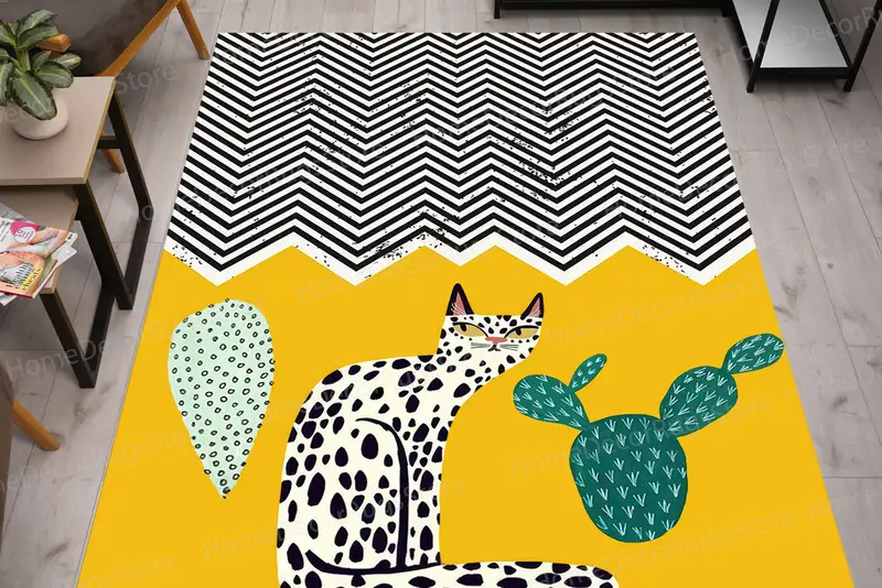 Yellow Boho Printed Rug: Trendy, Minimal, and Vibrant Design