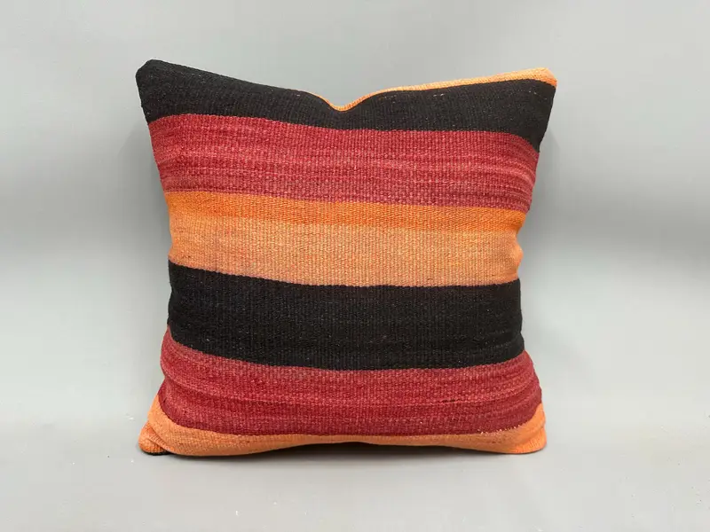 20x20 Brown Pillow, Boho Pillow, Comfy Throw Pillow Sham, Aesthetic Pillow Case, Boho Pillow Sham Cover, Pillow, Ethnical Kilim Rug Pillow - 4