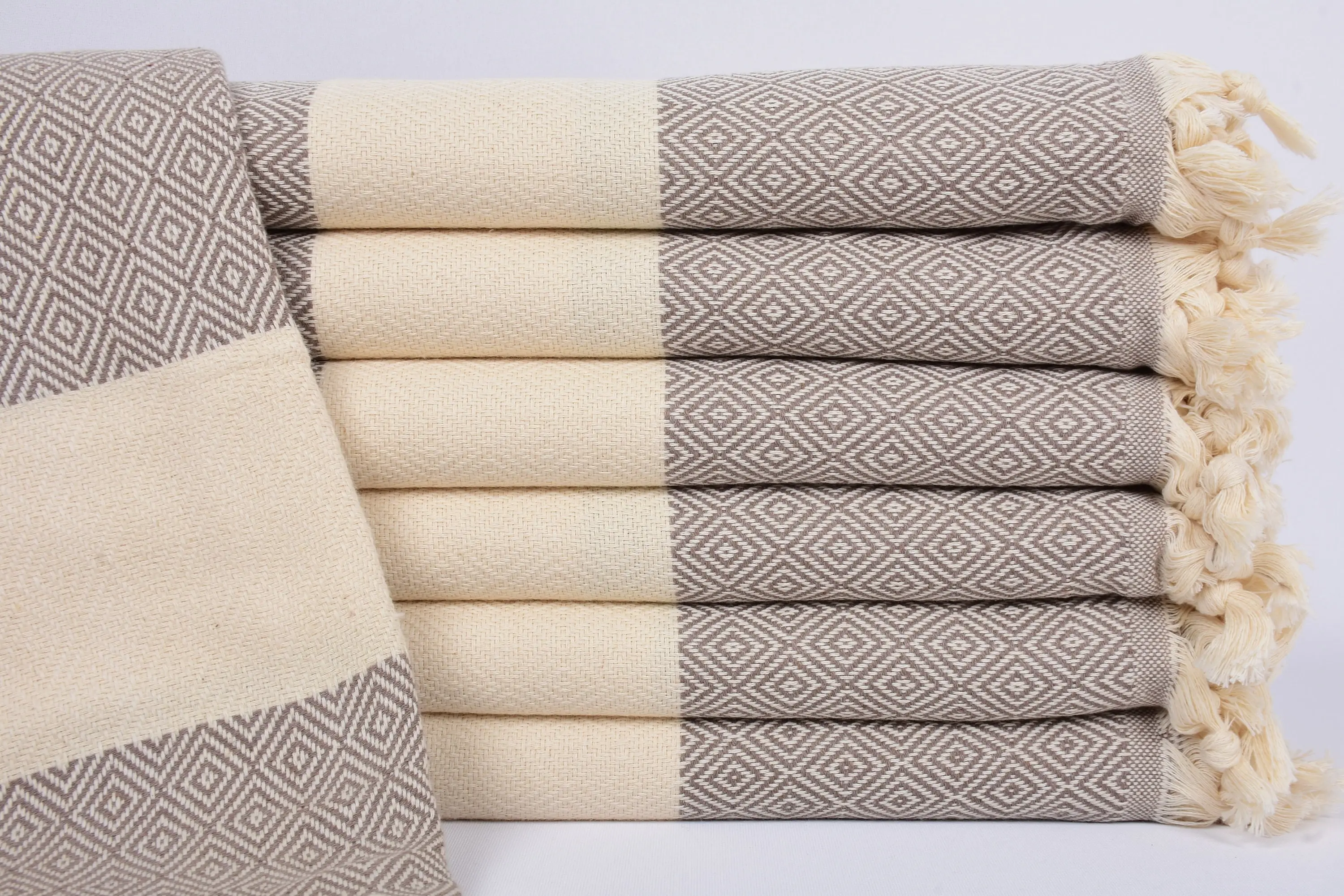 Personalized Turkish Cotton Brown Diamond Towel, 70x40 Inches - 1