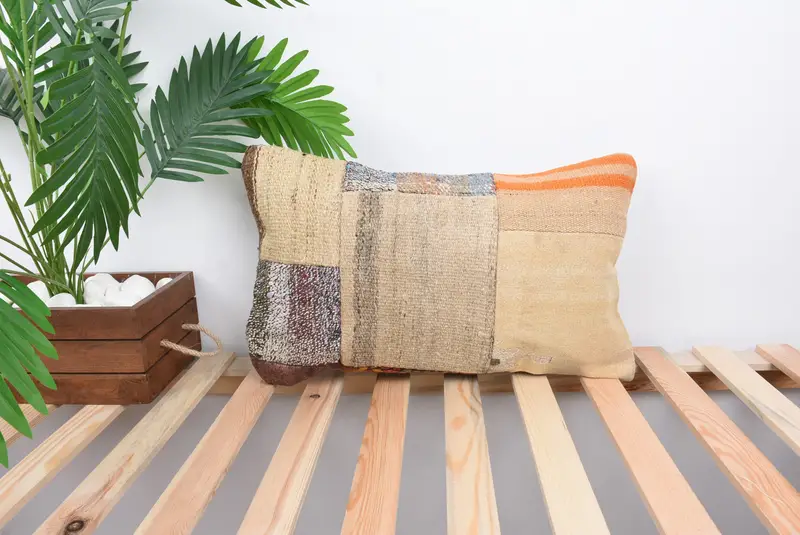 Pillow, Customized Pillow, Custom Cushion Cover, 12x20 Beige Pillow Cover, Turkish Kilim Pillow, Kilim Pillow Cover, Vintage Kilim Pillow - 1