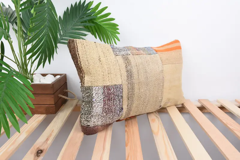 Pillow, Customized Pillow, Custom Cushion Cover, 12x20 Beige Pillow Cover, Turkish Kilim Pillow, Kilim Pillow Cover, Vintage Kilim Pillow - 4
