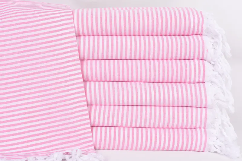 Personalized Turkish Cotton Fuchsia Striped Towel, 67x36 Inches