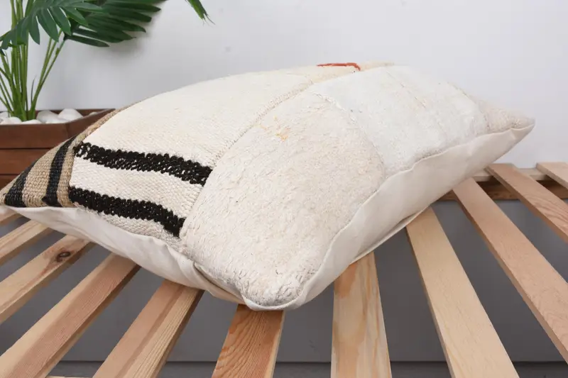 Pillow for Sofa, Ethnical Kilim Rug Pillow, Authentic Pillow Case, Pillow Sham, 16x24 White Pillow Cover, Decorative Pillow Cover, Boho Pillow - 6