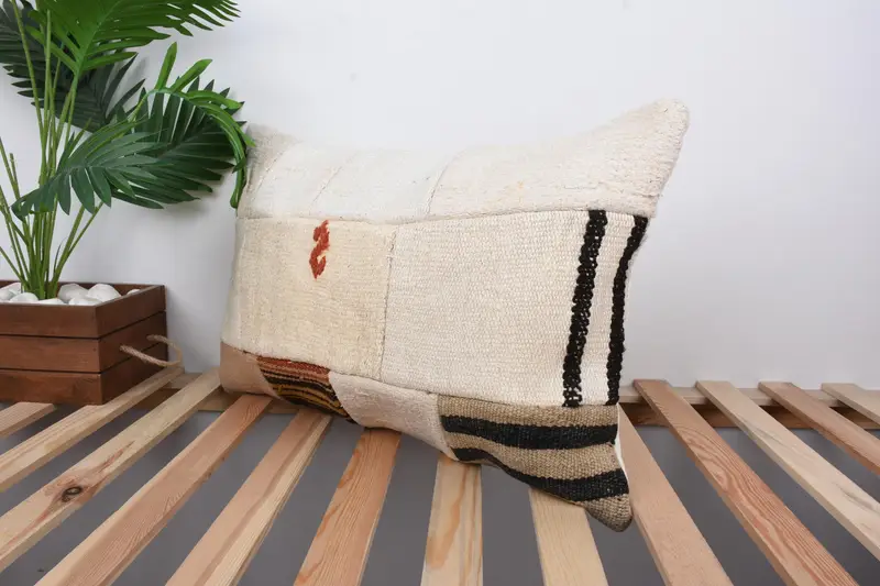 Pillow for Sofa, Ethnical Kilim Rug Pillow, Authentic Pillow Case, Pillow Sham, 16x24 White Pillow Cover, Decorative Pillow Cover, Boho Pillow - 5