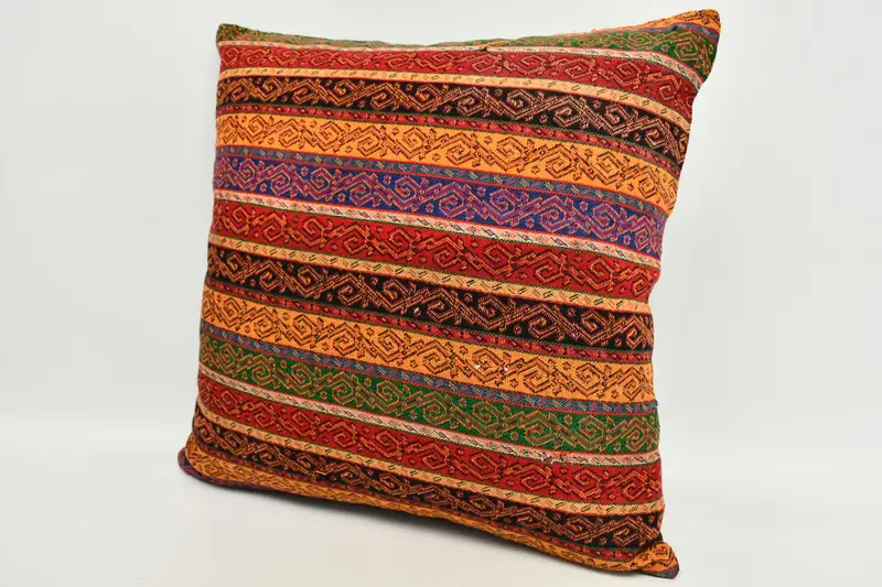 Throw Kilim Pillow, Pillow Cover, 20x20 Rainbow Cushion, Bolster Throw Pillow Cover, Anatolian Pillow, Antique Pillows, Kilim Pillow - 3