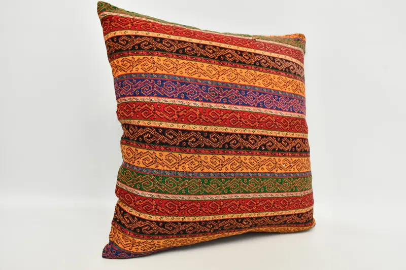 Throw Kilim Pillow, Pillow Cover, 20x20 Rainbow Cushion, Bolster Throw Pillow Cover, Anatolian Pillow, Antique Pillows, Kilim Pillow - 4
