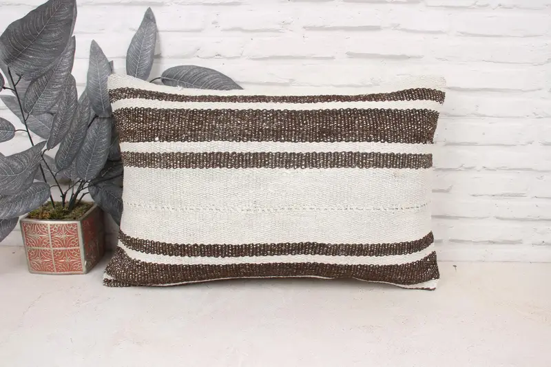 16x24 White Pillow Sham, Rustic Cushion Cover, Kilim Pillow Cover, Ethnical Kilim Rug Pillow, Boho Pillow Sham Cover, Pillow Cover - 1