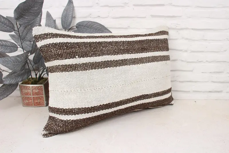 16x24 White Pillow Sham, Rustic Cushion Cover, Kilim Pillow Cover, Ethnical Kilim Rug Pillow, Boho Pillow Sham Cover, Pillow Cover - 3