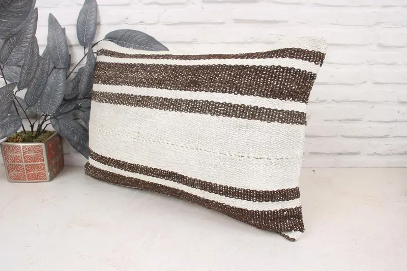 16x24 White Pillow Sham, Rustic Cushion Cover, Kilim Pillow Cover, Ethnical Kilim Rug Pillow, Boho Pillow Sham Cover, Pillow Cover - 4