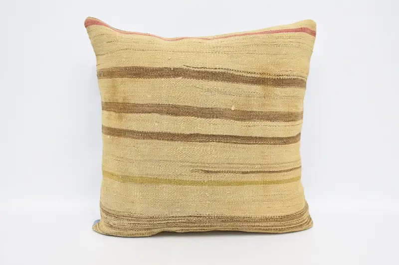 Brown 70x70 cm Vintage Cushion, Striped Lounge Moroccan Pillowcase - 1