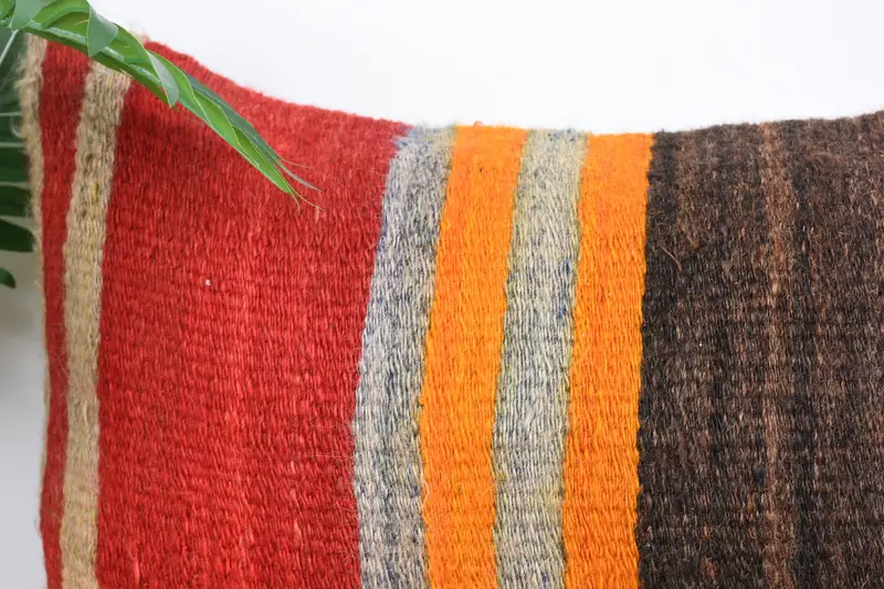Cushion Cover, Pillow for Sofa, Handwoven Pillow Cover Pillow Sham, Vintage Pillow, Indoor Cushion Cover, 16x24 Brown Cushion, Throw Kilim Pillow - 2