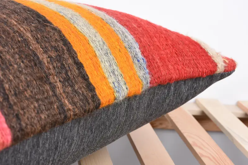 Cushion Cover, Pillow for Sofa, Handwoven Pillow Cover Pillow Sham, Vintage Pillow, Indoor Cushion Cover, 16x24 Brown Cushion, Throw Kilim Pillow - 7