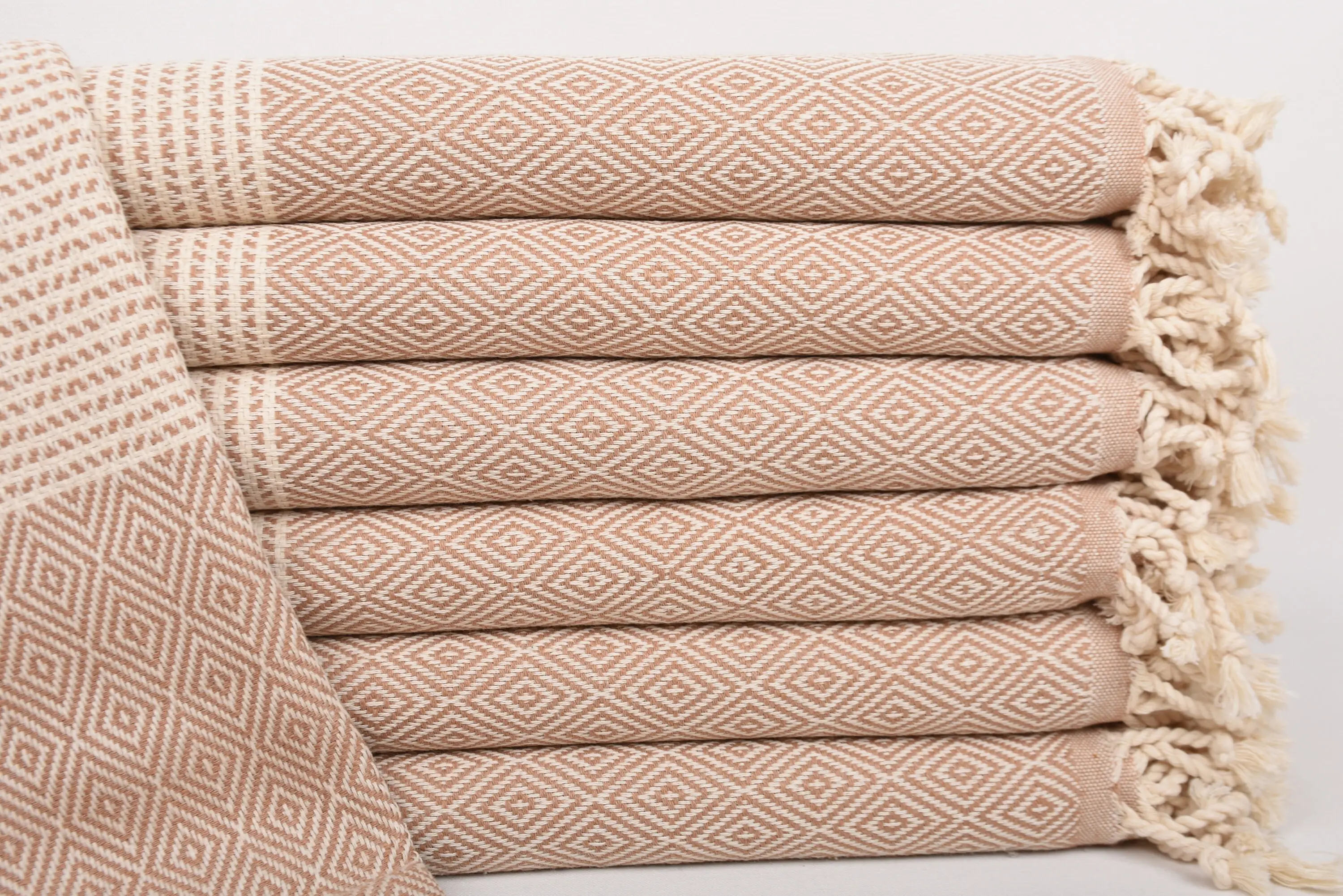 Light Brown Chevron Towel, Personalized Beach Towel, 70x40 Inches - 1